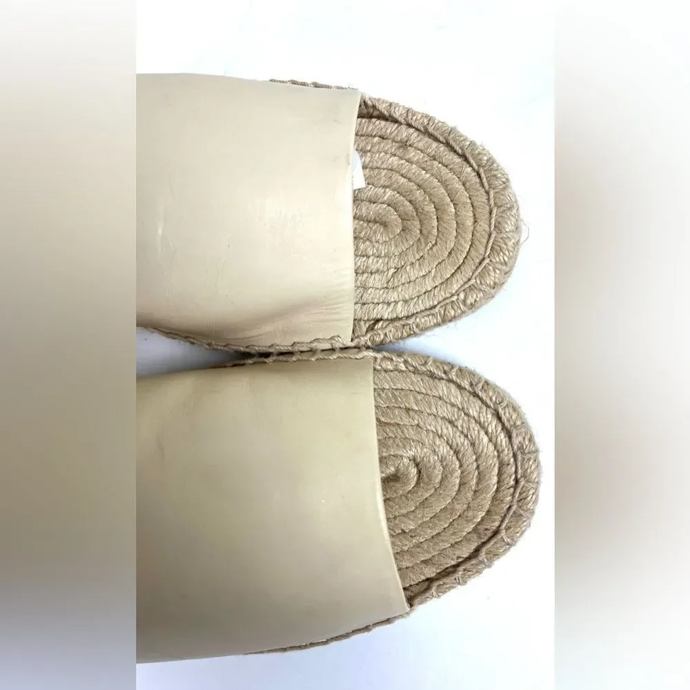 Tory Burch  Elegant Cream Leather Espadrille Sandals